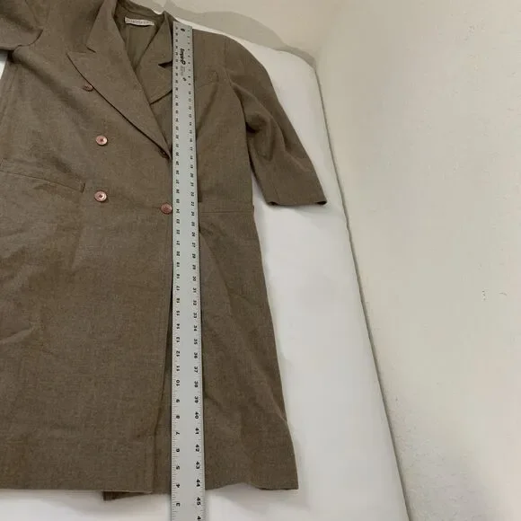 Vintage 100% Wool Double Breasted Peacoat Women 10 Brown‎ Pockets Quiet Luxury